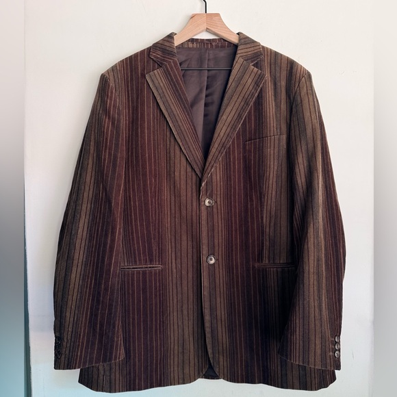 Selected Homme Y2K Brown Corduroy Striped Blazer Jacket‎ XXL Indie Sleaze EU 56 - Picture 11 of 11